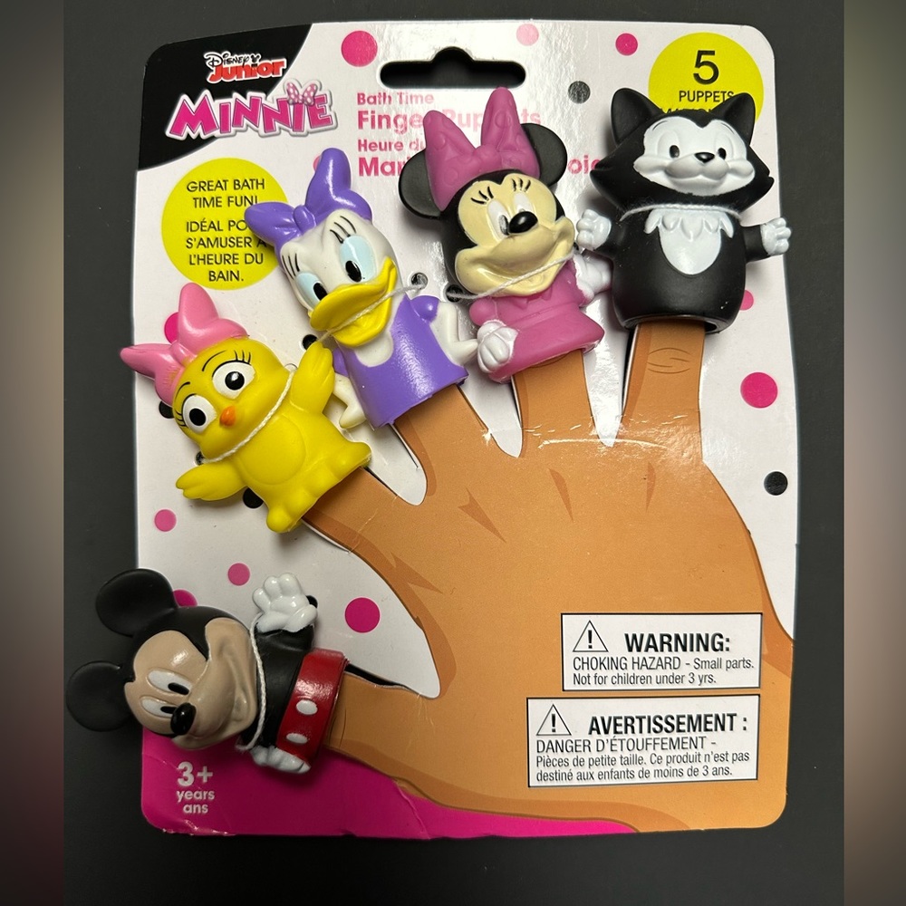Disney Minnie Bath Time Finger Puppets Educational Kid Child Toy‎ Gift Ages 3+